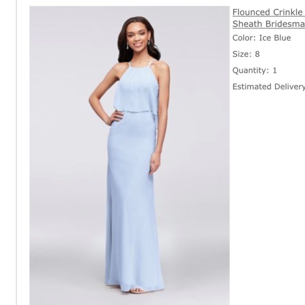 Flounced Crinkle Chiffon Bridesmaid Dress by David’s Bridal
